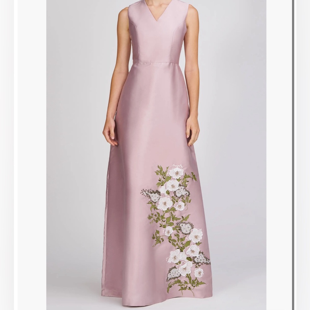 Kay Unger Aurelia Floral Sleeveless Taffeta Gown - Picture 4 of 13